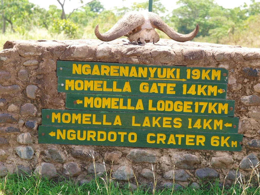 Directional sign within Arusha National Park 2015-01-10